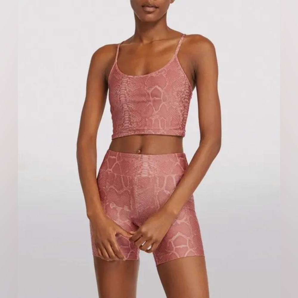 Koral Reptile crop top bra + Bike Shorts in Coral Rust SET - Picture 2 of 3
